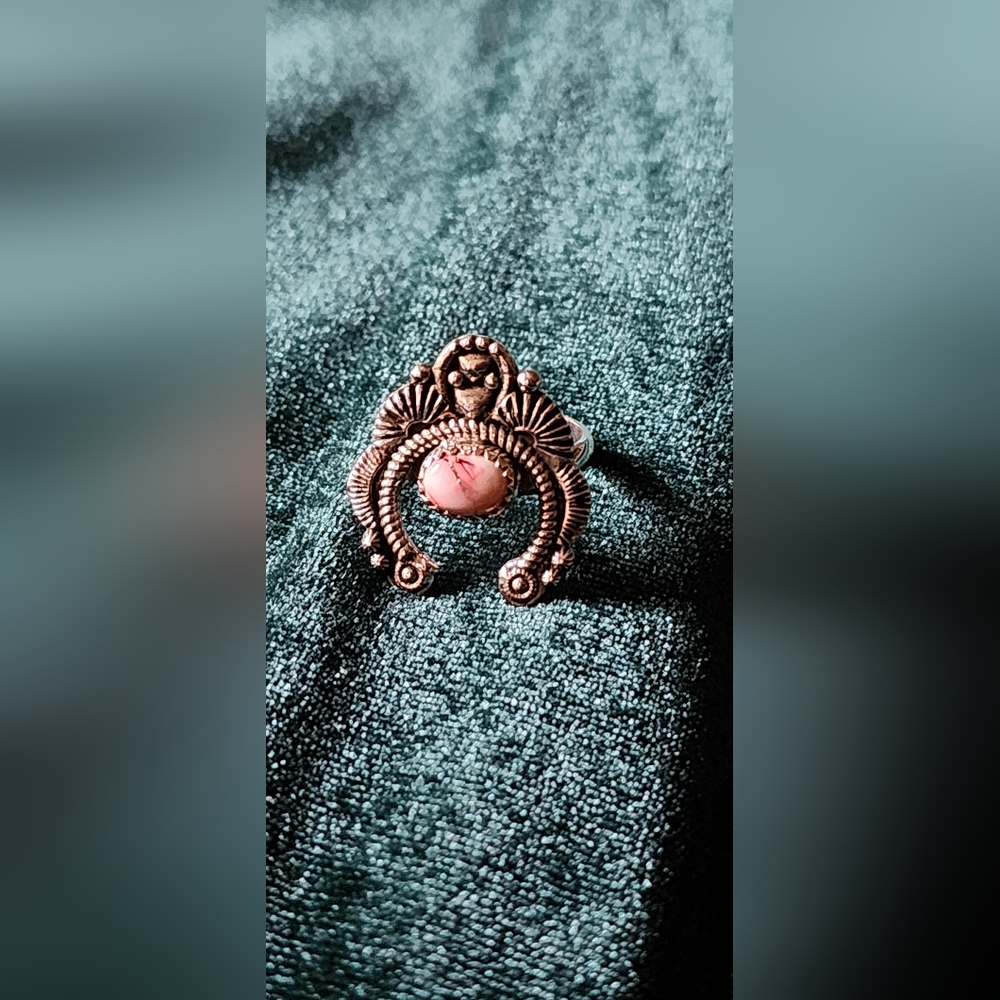 Sterling Silver Pink Dahlia Naja Southwest Style Intricate Ornate Size 7.5
